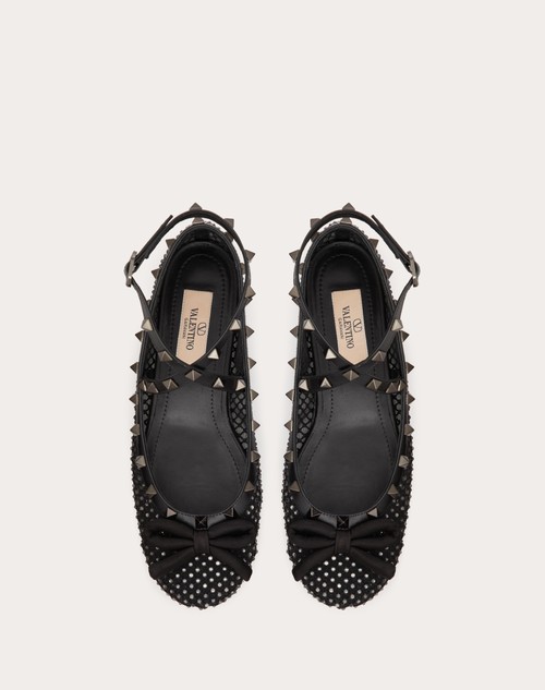 Red Valentino BALLERINA ROCKSTUD IN RETE CON CRISTALLI E BORCHIE IN TONO Offerte speciali