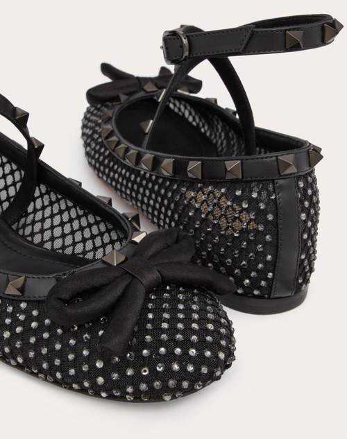 Red Valentino BALLERINA ROCKSTUD IN RETE CON CRISTALLI E BORCHIE IN TONO Offerte speciali