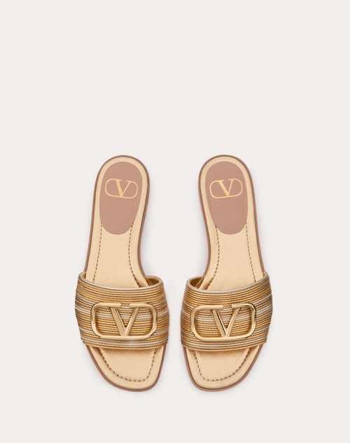Red Valentino SANDALO SLIDE VLOGO SIGNATURE METALLIZZATO CON RICAMO CORNELY Fino al 60% di sconto
