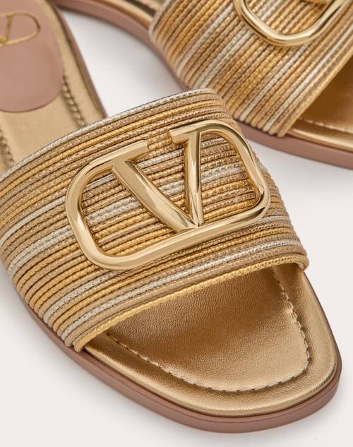 Red Valentino SANDALO SLIDE VLOGO SIGNATURE METALLIZZATO CON RICAMO CORNELY Fino al 60% di sconto