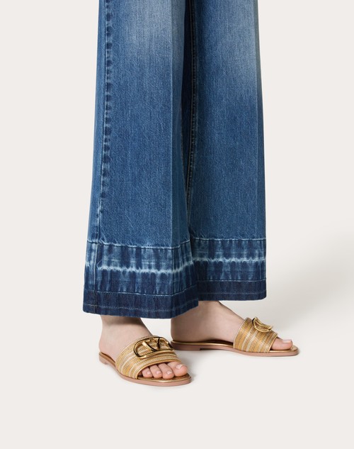 Red Valentino SANDALO SLIDE VLOGO SIGNATURE METALLIZZATO CON RICAMO CORNELY Fino al 60% di sconto