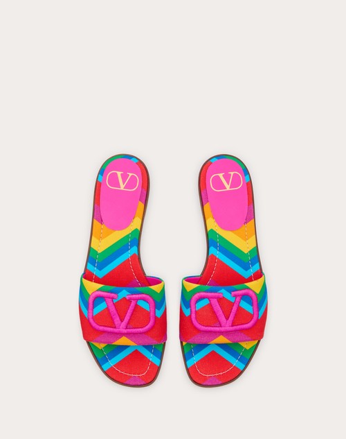 Red Valentino SANDALO SLIDE VALENTINO GARAVANI ESCAPE IN CANVAS CON STAMPA CHEVRON24 Only for today