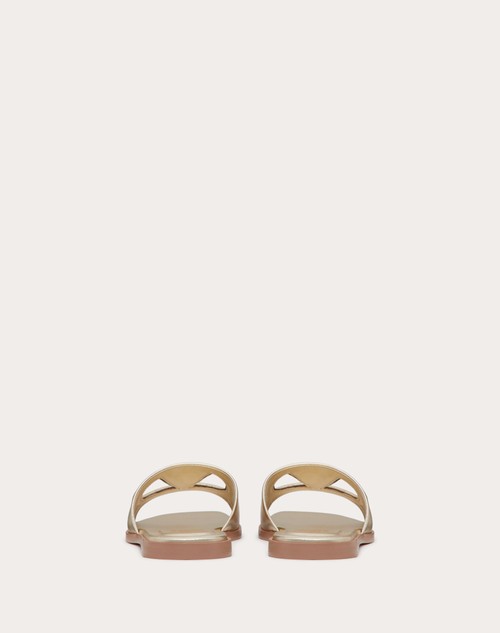 Red Valentino SANDALO SLIDE VLOGO CUT-OUT IN NAPPA LAMINATA Solo un giorno rimasto