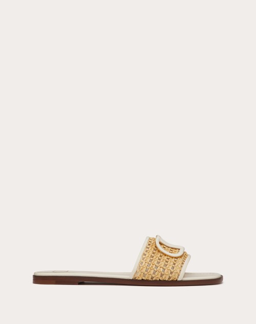 Red Valentino SANDALO SLIDE VLOGO SIGNATURE IN RAFIA INTRECCIATA Super sconto