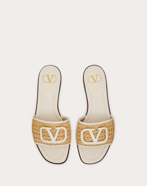 Red Valentino SANDALO SLIDE VLOGO SIGNATURE IN RAFIA INTRECCIATA Super sconto