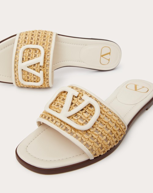 Red Valentino SANDALO SLIDE VLOGO SIGNATURE IN RAFIA INTRECCIATA Super sconto