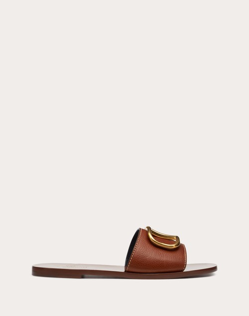 Red Valentino SANDALO SLIDER VLOGO SIGNATURE IN VACCHETTA GRANATA CON ACCESSORIO Enormi sconti