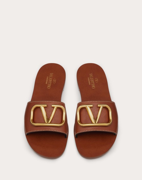 Red Valentino SANDALO SLIDER VLOGO SIGNATURE IN VACCHETTA GRANATA CON ACCESSORIO 50% di sconto con spedizione gratuita