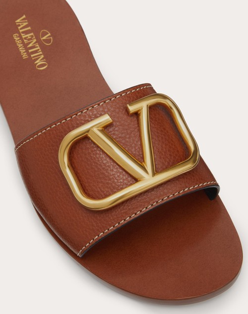 Red Valentino SANDALO SLIDER VLOGO SIGNATURE IN VACCHETTA GRANATA CON ACCESSORIO 50% di sconto con spedizione gratuita