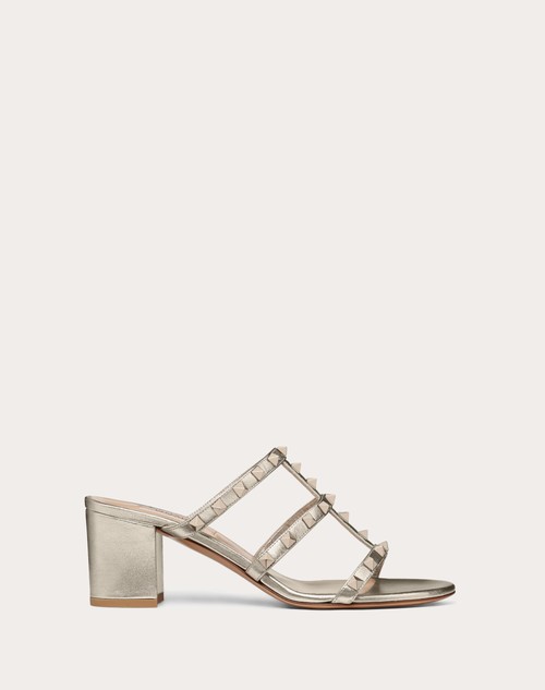 Red Valentino SANDALO SLIDER ROCKSTUD IN VITELLO METALLIZZATO 60MM Sottocosto