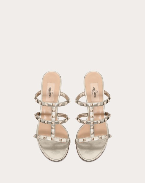 Red Valentino SANDALO SLIDER ROCKSTUD IN VITELLO METALLIZZATO 60MM Sottocosto