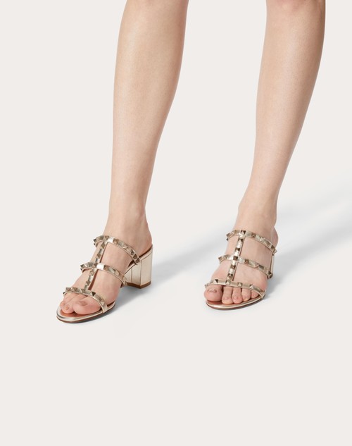 Red Valentino SANDALO SLIDER ROCKSTUD IN VITELLO METALLIZZATO 60MM Sottocosto