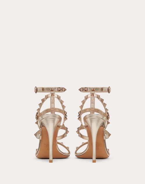 Red Valentino SANDALO ROCKSTUD IN VITELLO METALLIZZATO CON CINTURINI 100MM Sconto