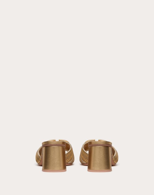 Red Valentino SANDALO SLIDE VLOGO SIGNATURE METALLIZZATO CON RICAMO CORNELY 60MM Offerte