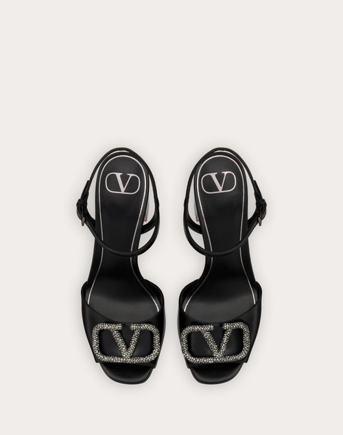 Red Valentino SANDALO CON PLATEAU VLOGO SIGNATURE IN VITELLO 115MM Saldi Di Fabbrica