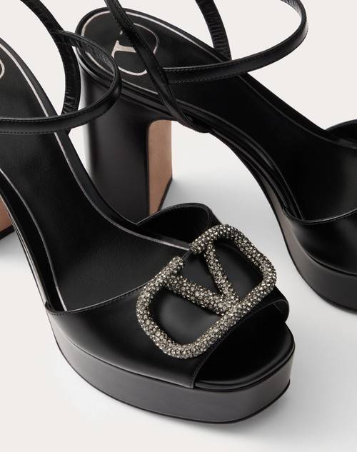 Red Valentino SANDALO CON PLATEAU VLOGO SIGNATURE IN VITELLO 115MM Saldi Di Fabbrica