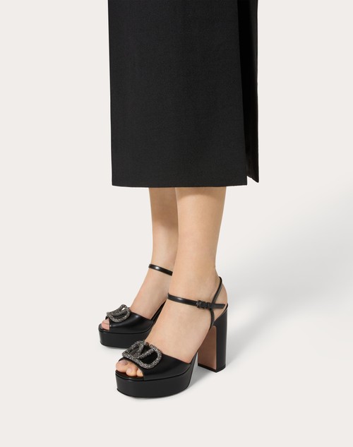 Red Valentino SANDALO CON PLATEAU VLOGO SIGNATURE IN VITELLO 115MM Saldi Di Fabbrica
