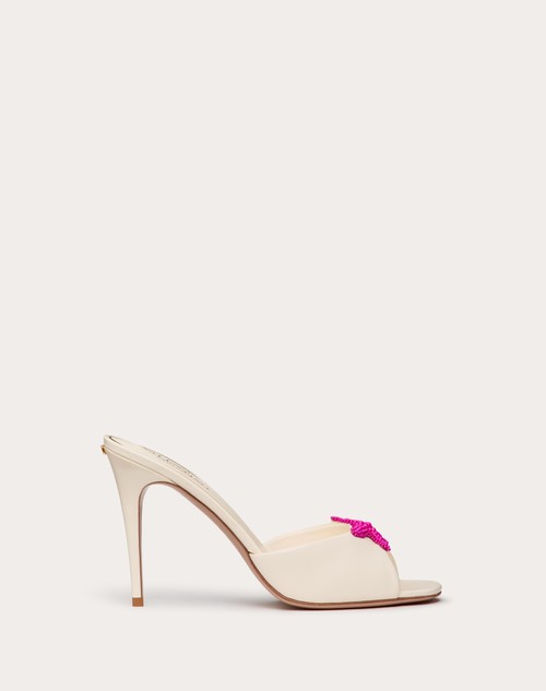 Red Valentino SANDALO SLIDE VALENTINO GARAVANI ESCAPE IN VITELLO CON RICAMO STARFISH 90MM