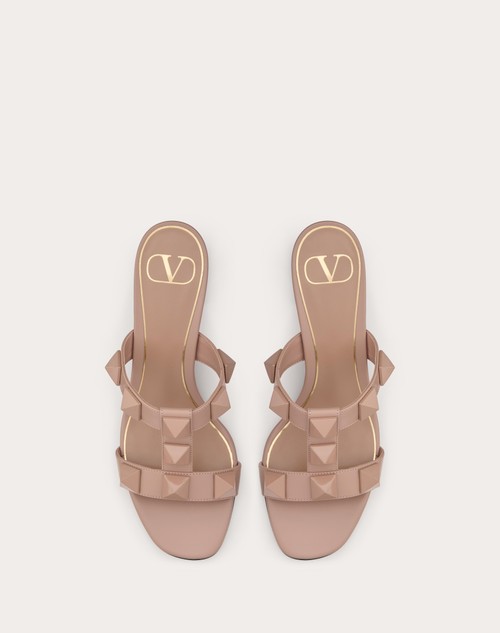 Red Valentino SANDALO SLIDE ROMAN STUD IN VITELLO E BORCHIE IN TONO 60MM In Saldo