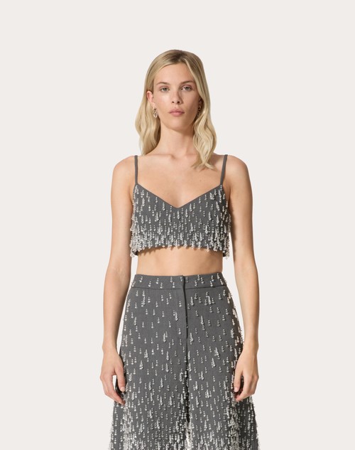Red Valentino TOP IN ACTIVE GABARDINE RICAMATO Offerta Pasqua