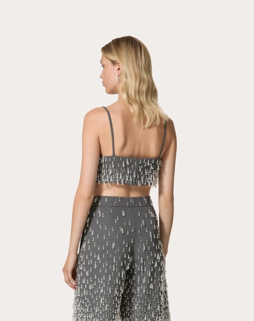 Red Valentino TOP IN ACTIVE GABARDINE RICAMATO Offerta Pasqua