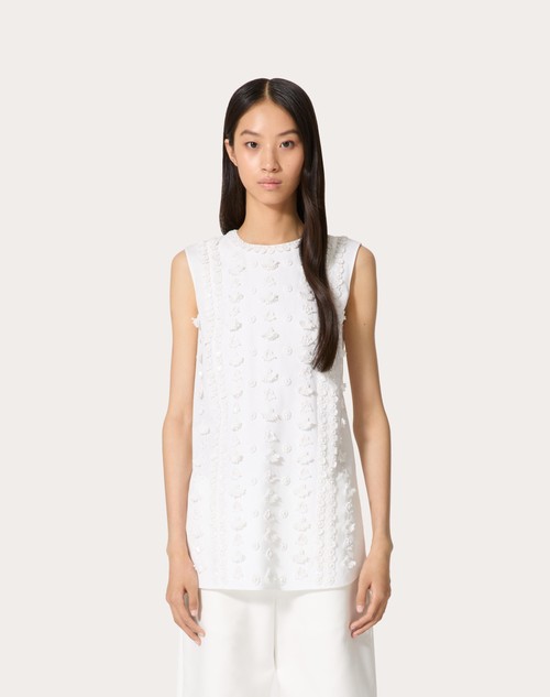 Red Valentino TOP IN COMPACT POPELINE RICAMATO Latest fashion