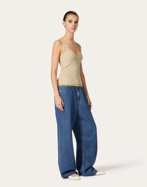 Red Valentino TOP IN LUREX E JACQUARD TOILE ICONOGRAPHE Offerta temporanea