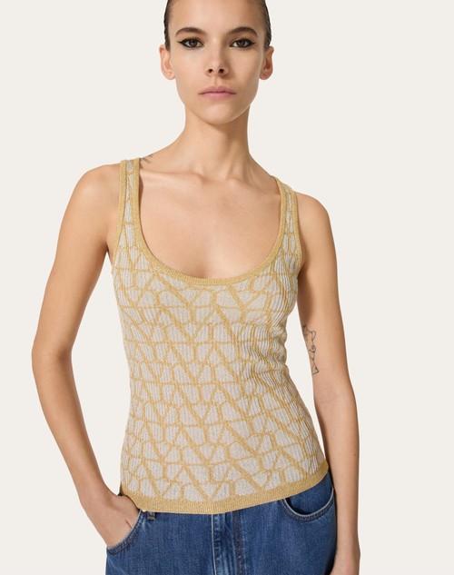 Red Valentino TOP IN LUREX E JACQUARD TOILE ICONOGRAPHE Offerta temporanea