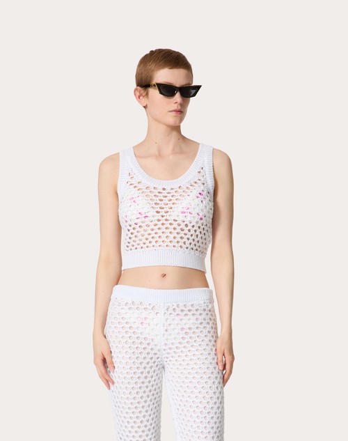 Red Valentino TOP IN VISCOSA, LUREX E PAILLETTES Grandi sconti