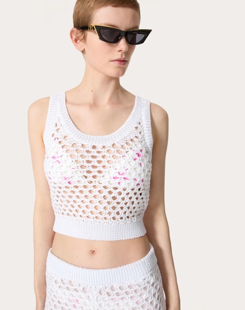 Red Valentino TOP IN VISCOSA, LUREX E PAILLETTES Grandi sconti