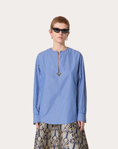 Red Valentino TOP IN POPELINE CONTRAILS Liquidazione