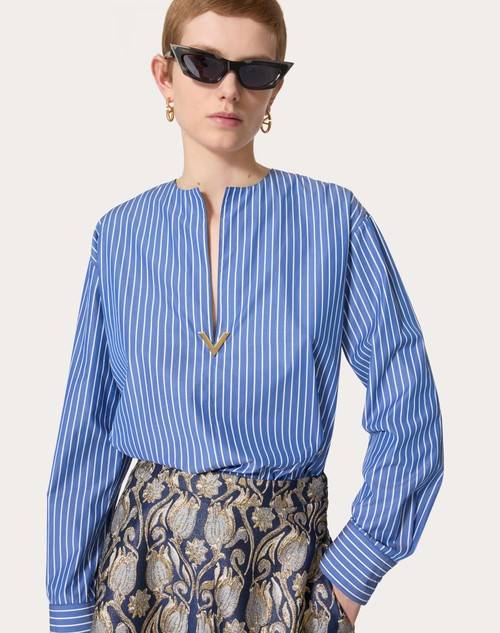 Red Valentino TOP IN POPELINE CONTRAILS Liquidazione