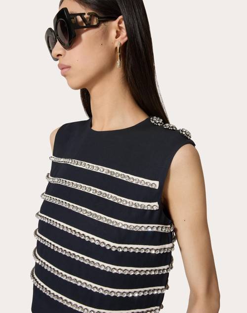 Red Valentino TOP IN CREPE COUTURE RICAMATO Offerte giornaliere