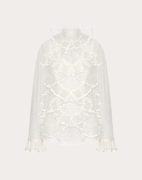 Red Valentino TOP IN TULLE ILLUSIONE RICAMATO Enormi risparmi