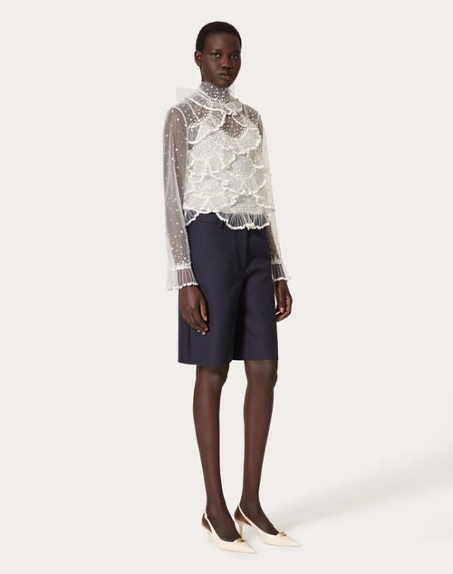 Red Valentino TOP IN TULLE ILLUSIONE RICAMATO Enormi risparmi