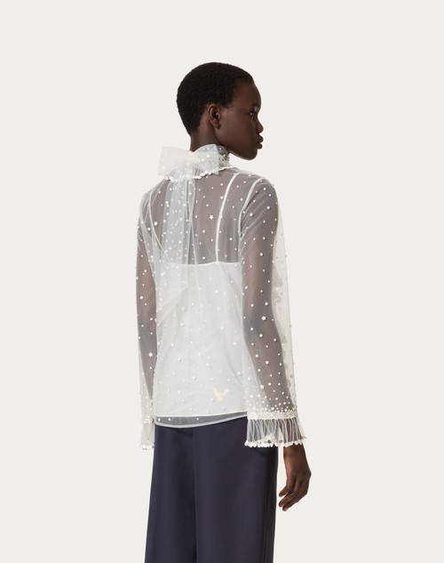 Red Valentino TOP IN TULLE ILLUSIONE RICAMATO Enormi risparmi
