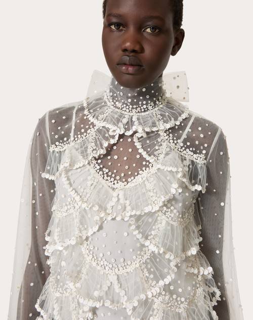 Red Valentino TOP IN TULLE ILLUSIONE RICAMATO Enormi risparmi