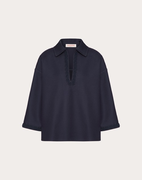 Red Valentino TOP IN LIGHT DOUBLE SPLITTABLE GABARDINE RICAMATO Sconti VIP