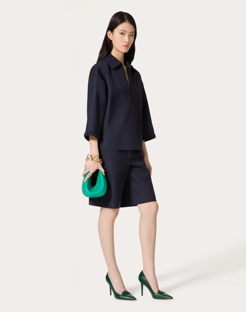 Red Valentino TOP IN LIGHT DOUBLE SPLITTABLE GABARDINE RICAMATO Sconti VIP