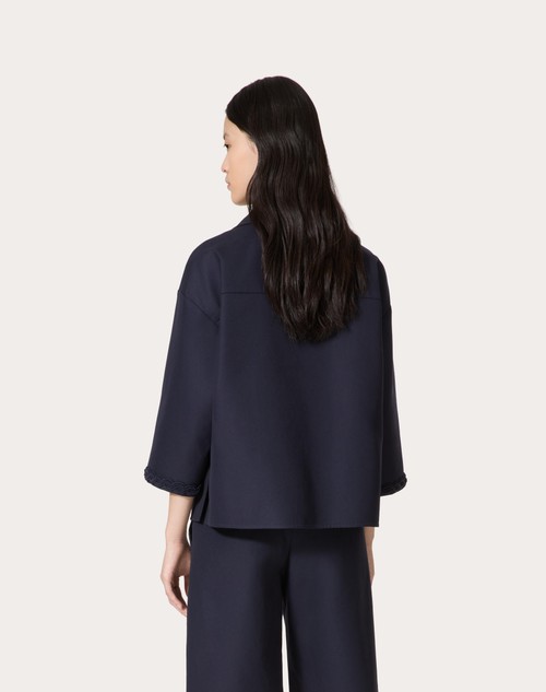 Red Valentino TOP IN LIGHT DOUBLE SPLITTABLE GABARDINE RICAMATO Sconti VIP