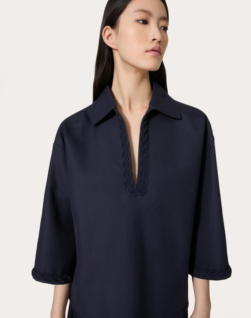 Red Valentino TOP IN LIGHT DOUBLE SPLITTABLE GABARDINE RICAMATO Sconti VIP