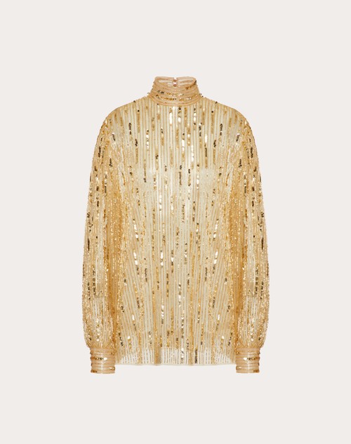 Red Valentino TOP IN TULLE ILLUSIONE RICAMATO