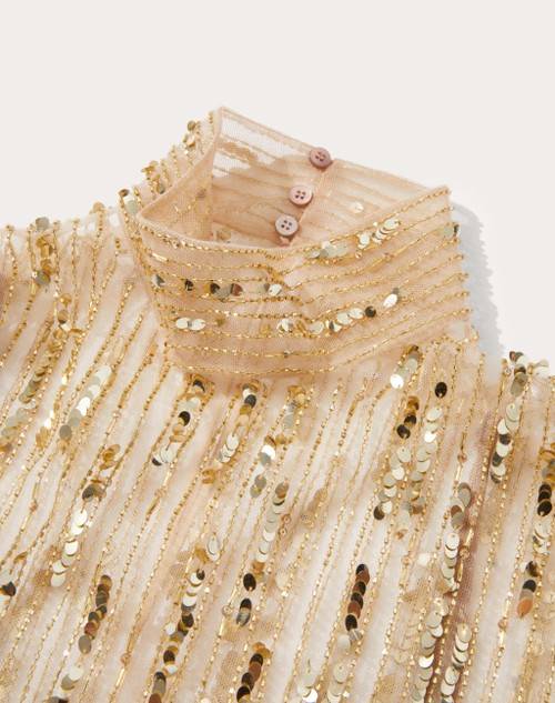 Red Valentino TOP IN TULLE ILLUSIONE RICAMATO Super sconto