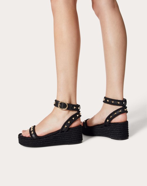 Red Valentino SANDALO FLATFORM ROCKSTUD IN VITELLO 45MM In vendita