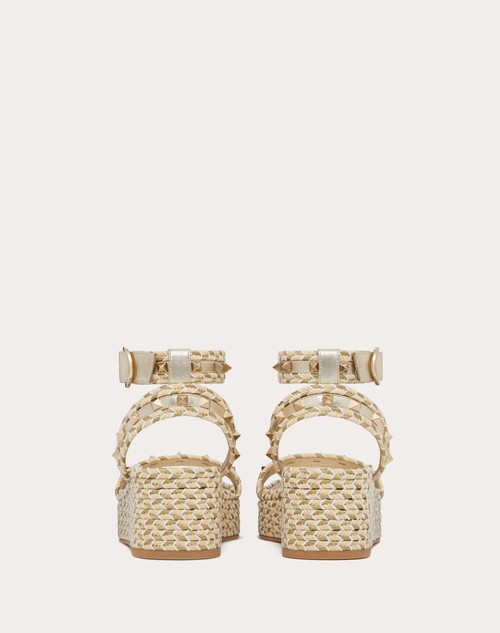 Red Valentino SANDALO FLATFORM ROCKSTUD IN NAPPA LAMINATA 45MM Duty-free