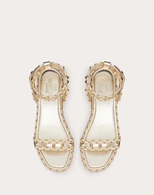 Red Valentino SANDALO FLATFORM ROCKSTUD IN NAPPA LAMINATA 45MM Duty-free