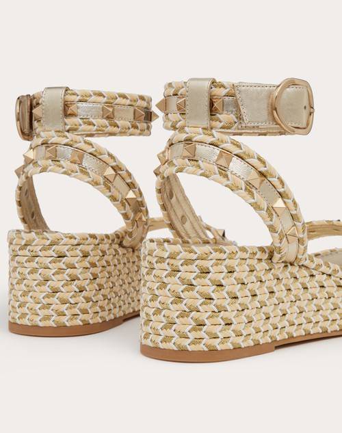Red Valentino SANDALO FLATFORM ROCKSTUD IN NAPPA LAMINATA 45MM Duty-free