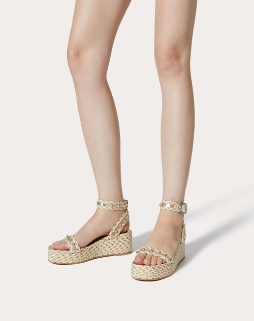 Red Valentino SANDALO FLATFORM ROCKSTUD IN NAPPA LAMINATA 45MM Duty-free