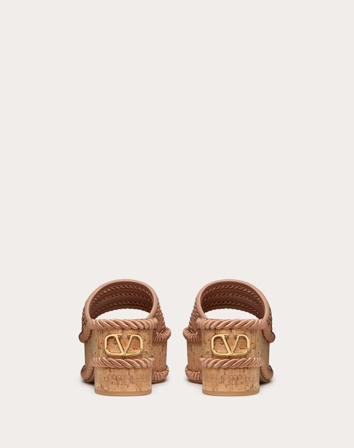 Red Valentino SANDALO SLIDE FLATFORM VLOGO SUMMERBLOCKS IN NAPPA E TORCHON DI SETA 80MM 50% di sconto per tempo limitato