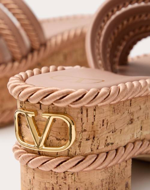 Red Valentino SANDALO SLIDE FLATFORM VLOGO SUMMERBLOCKS IN NAPPA E TORCHON DI SETA 80MM 50% di sconto per tempo limitato